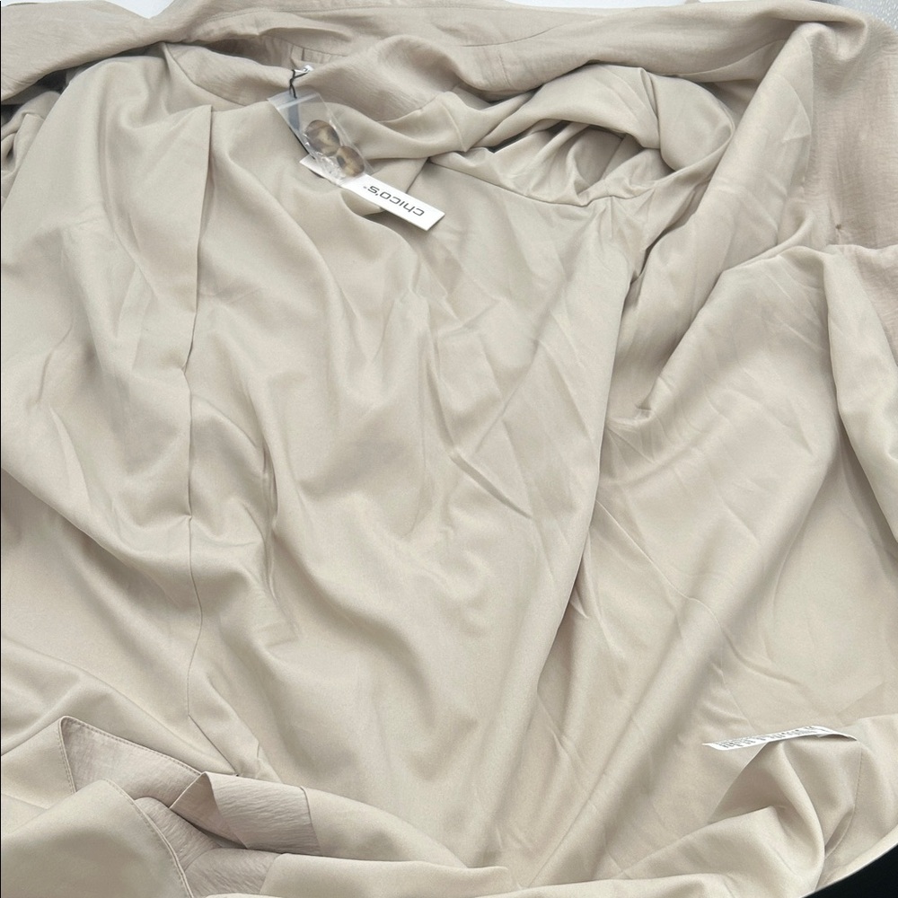 Chico's Light Beige Double-Breasted Trench Coat - Picture 11 of 14